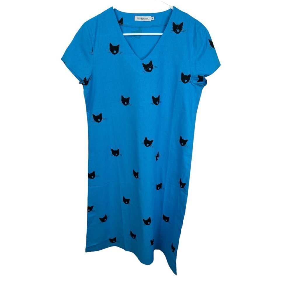 Misslook blue cat dress,‎ medium